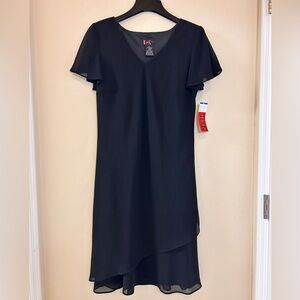 NWT R&K Originals Women's Size 14 Black Formal Mid Length Dress Flutter Sleeves